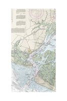 Cape Fear, NC Nautical Map Beach Towel