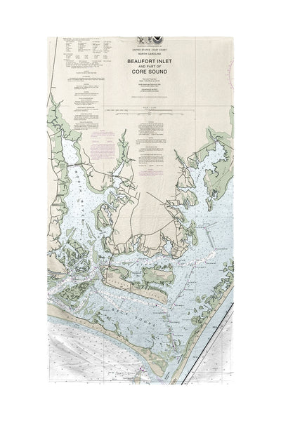 Beaufort Inlet and Part of Core Sound, NC Nautical Map Beach Towel