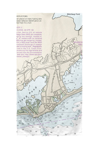 Block Island Sound - Quonochontaug, RI Nautical Map Beach Towel