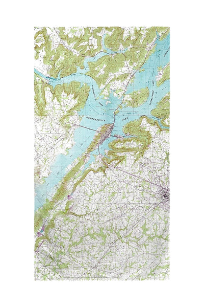 Lake Guntersville, AL Nautical Map Beach Towel