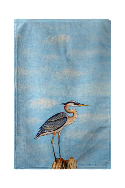 Blue Heron on Stump Beach Towel