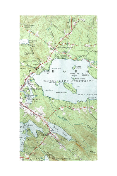 Lake Wentworth, NH Nautical Map Beach Towel