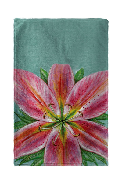 Pink Lily Beach Towel