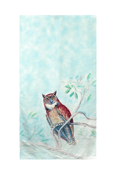 Owl in Teal Beach Towel
