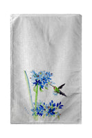 Hummingbird & Blue Flower Beach Towel