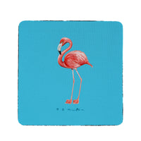 Flamingo on Teal Coaster Set of 4