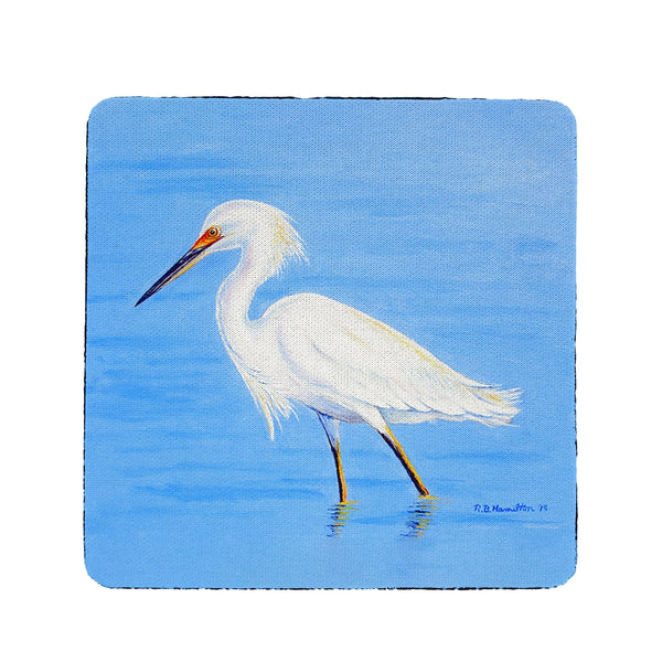 Stalking Snowy Egret Coaster Set of 4