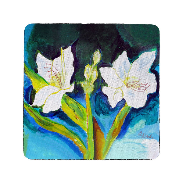 White Lilies Coaster Set of 4