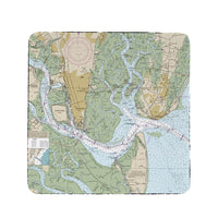 St Simons Sound, GA Nautical Map Coaster Set of 4