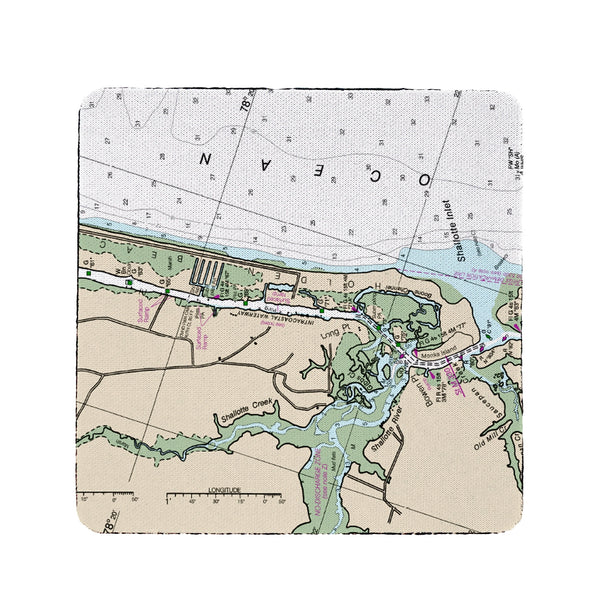Holden Beach, NC Nautical Map Coaster Set of 4