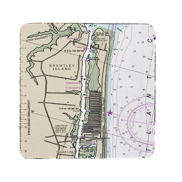 Ocean Isle, NC Nautical Map Coaster Set of 4