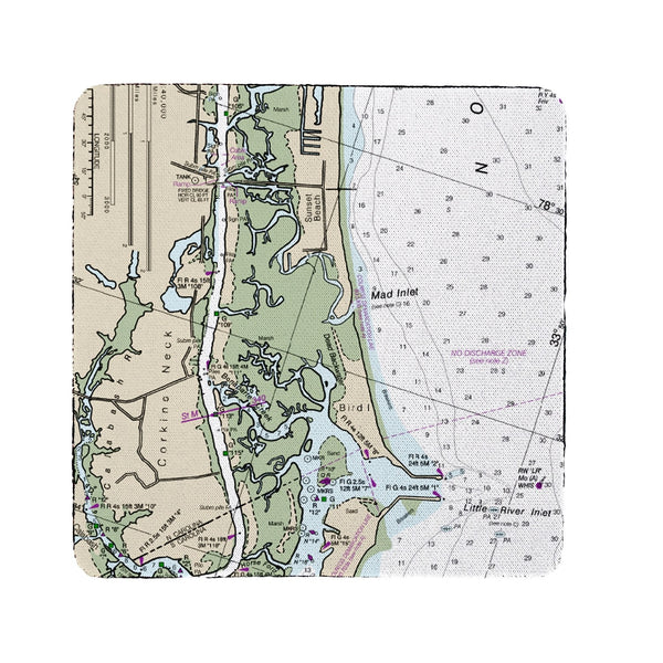 Sunset Beach, NC Nautical Map Coaster Set of 4