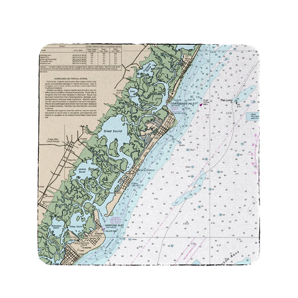 Little Egg Inlet to Hereford Inlet - Avalon, NH Nautical Map Coaster Set of 4