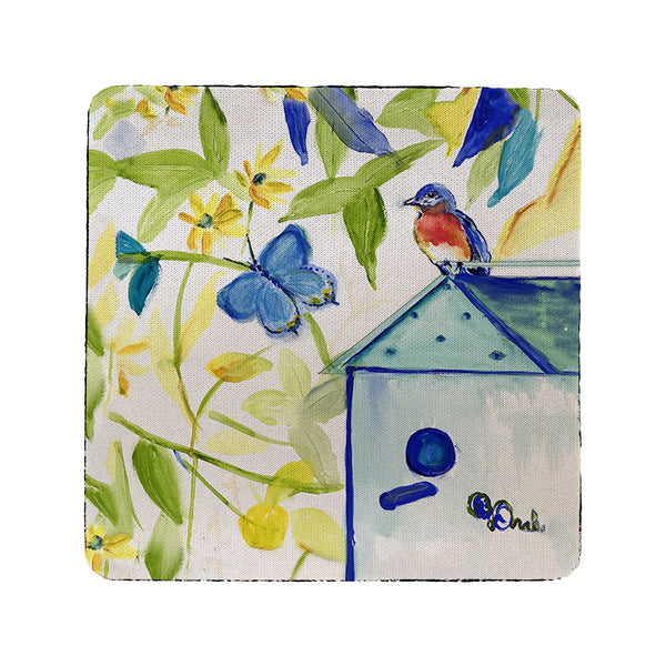 Blue Bird House Coaster Set of 4
