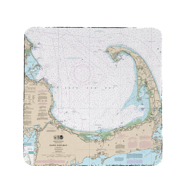 Cape Cod Bay, MA Nautical Map Coaster Set of 4