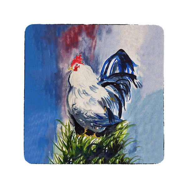 Blue & White Rooster Coaster Set of 4