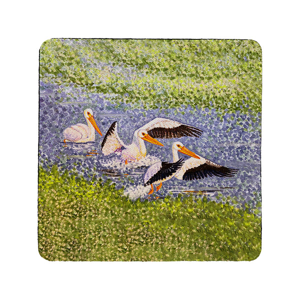 White Pelican Wings Coaster Set of 4