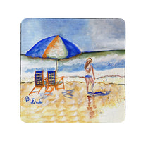 Beach Chairs & Girl Coaster Set of 4