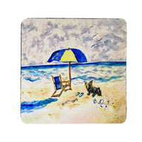 Beach Chair and Yorkie Coaster Set of 4