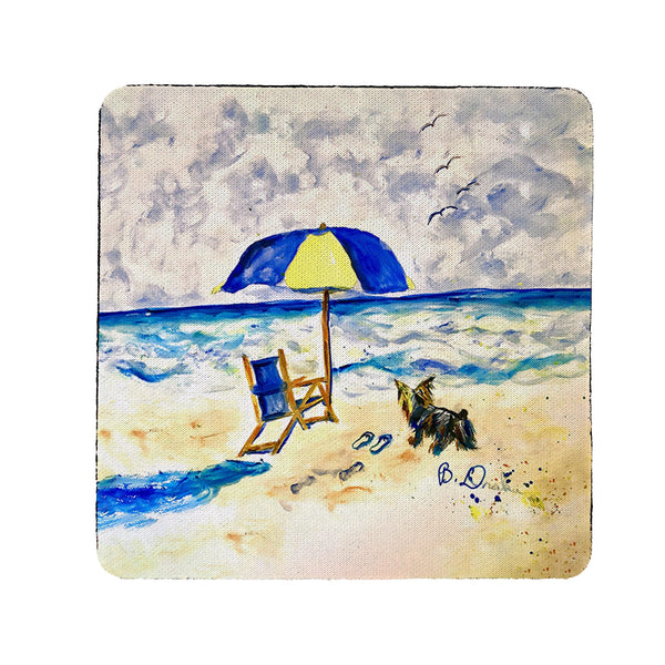 Beach Chair and Yorkie Coaster Set of 4