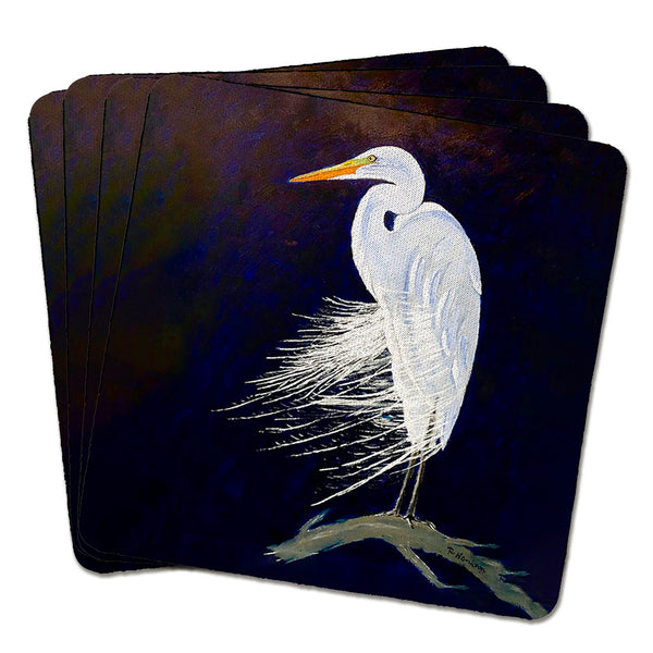 Egret Feathers Coaster Set of 4