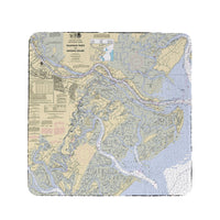 Savannah River and Wassaw Sound, GA Nautical Map Coaster Set of 4