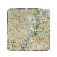 Lake Winnisquam, NH Nautical Map Coaster Set of 4