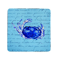 Blue Script Crab Coaster Set of 4