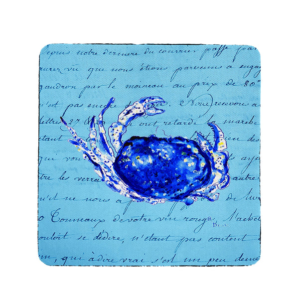 Blue Script Crab Coaster Set of 4