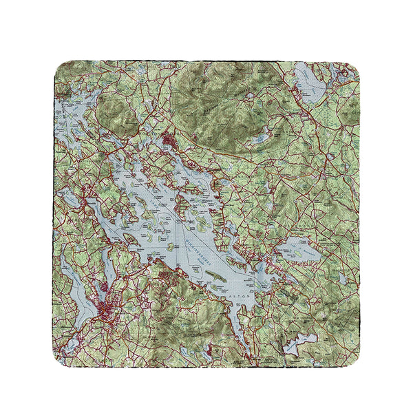 Lake Winnipesaukee, NH Nautical Map Coaster Set of 4