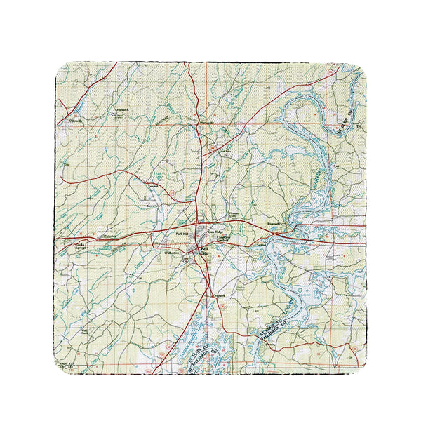 Logan Martin Lake, AL Nautical Map Coaster Set of 4