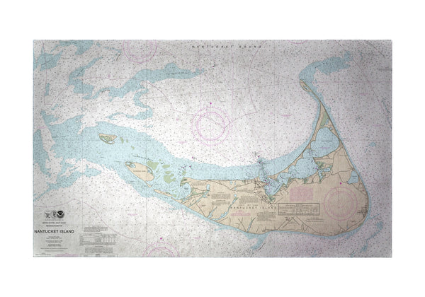 Nantucket Island, MA Nautical Map Door Mat
