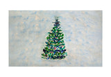 Blue Lights Christmas Tree Door Mat