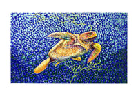 Pointilist Sea Turtle Door Mat