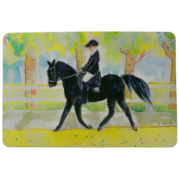 Black Horse Rider Door Mat