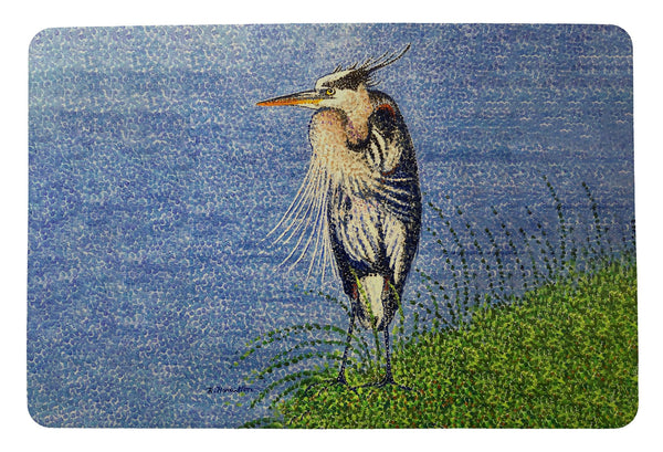 Windy Blue Heron Door Mat