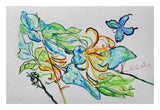 Blue Butterfly & Floral Door Mat