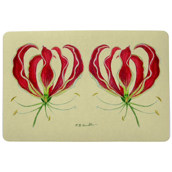 Red Lily Door Mat