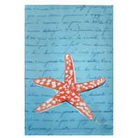 Coral Starfish Blue Script Guest Towel