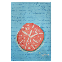 Coral Sand Dollar Blue Script Guest Towel