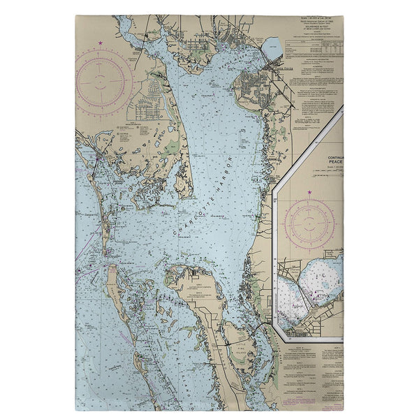 Charlotte Harbor, FL Nautical Map Guest Towel