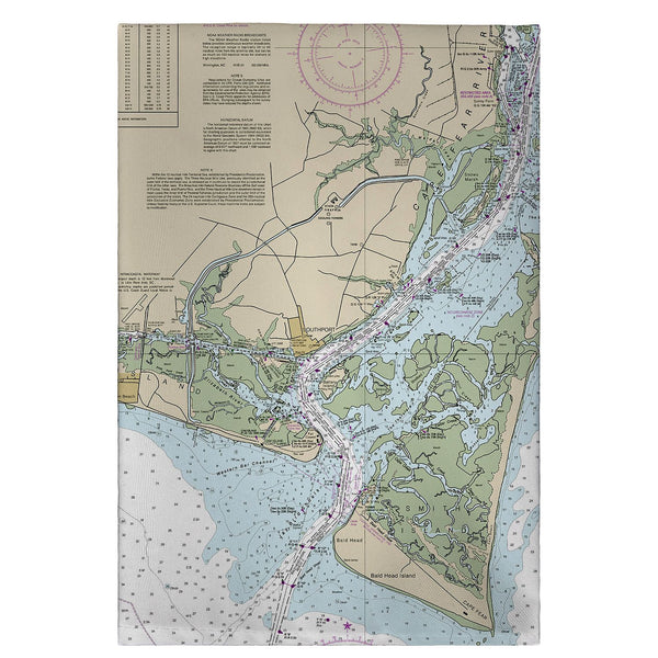 Cape Fear, NC Nautical Map Guest Towel