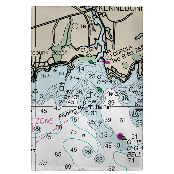 Kennebunckport, ME Nautical Map Guest Towel