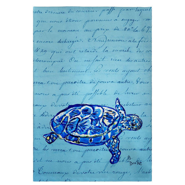 Blue Script Sea Turtle Guest Towel