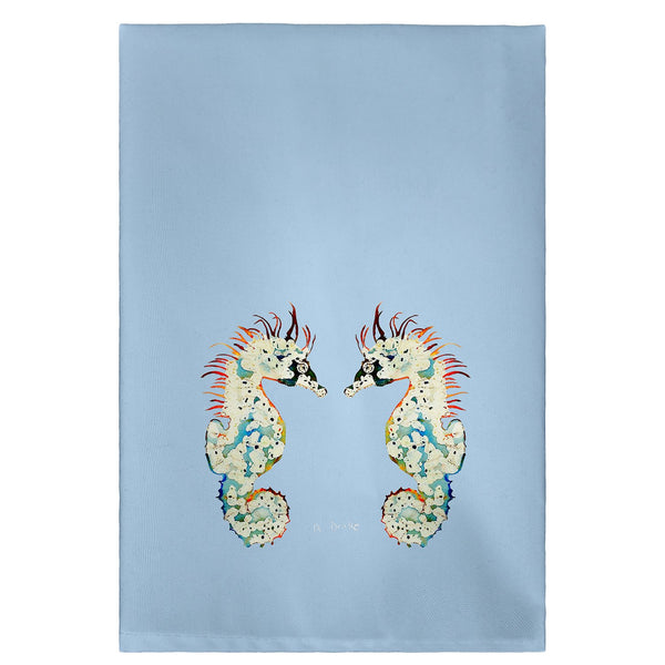 Betsy's Seahorses on Light Blue Guest Towel