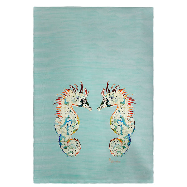 Aqua Betsy's Seahorses Guest Towel