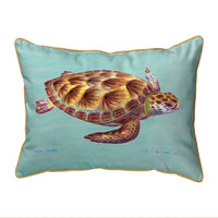 Green Sea Turtle - Teal Corded Pillow