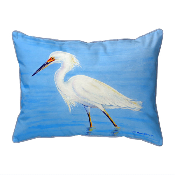 Stalking Snowy Egret Corded Corded Pillow