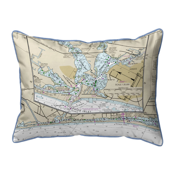 Venice to Manasota Key, FL Nautical Map Corded Pillow
