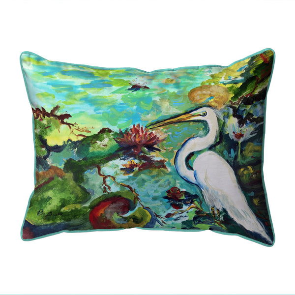 Egret  & Waterlilies Corded Pillow